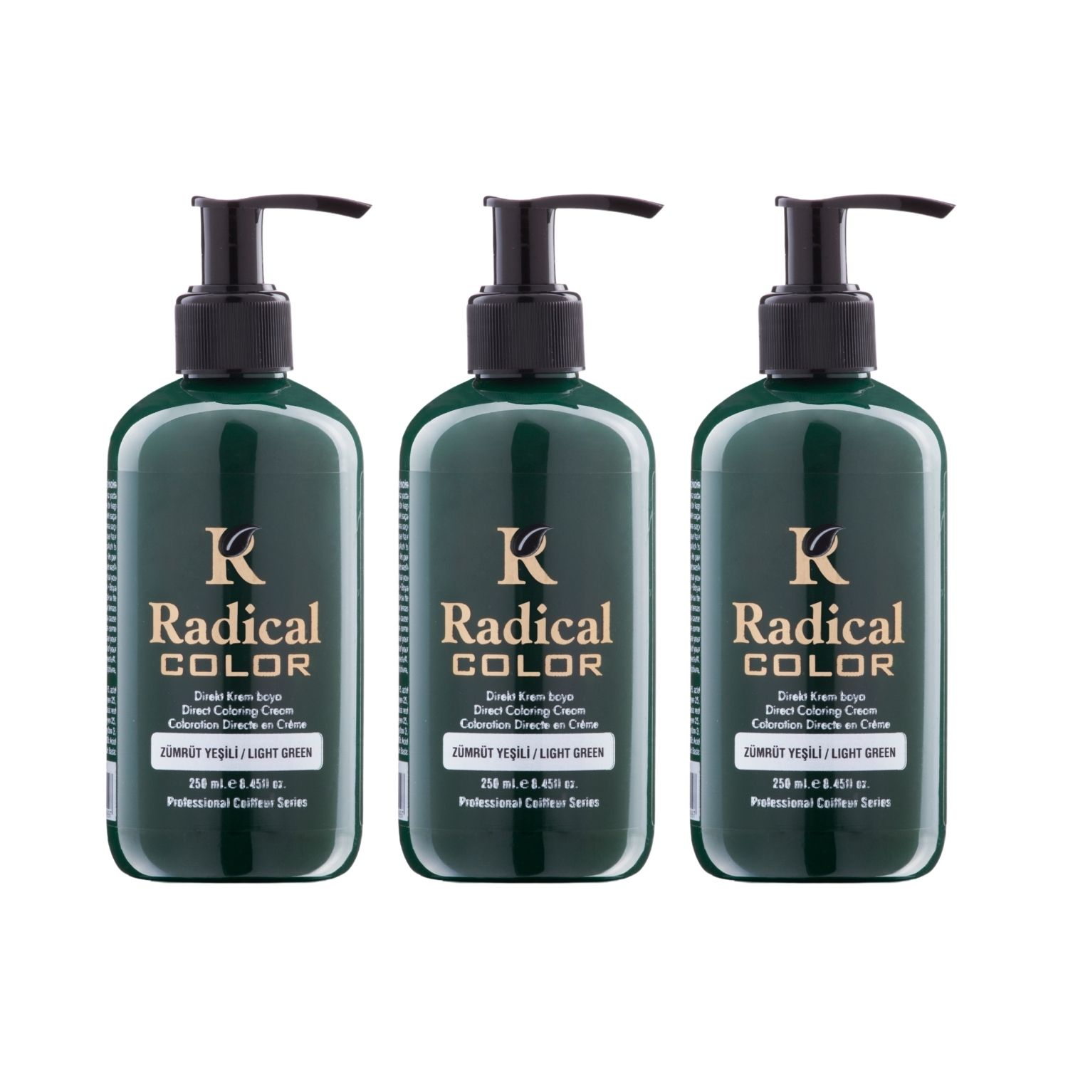 Radical Color NEW 25/Emerald Amonyaksız Su Bazlı Saç Boyası 250 ML 3 Adet Zümrüt Yeşili