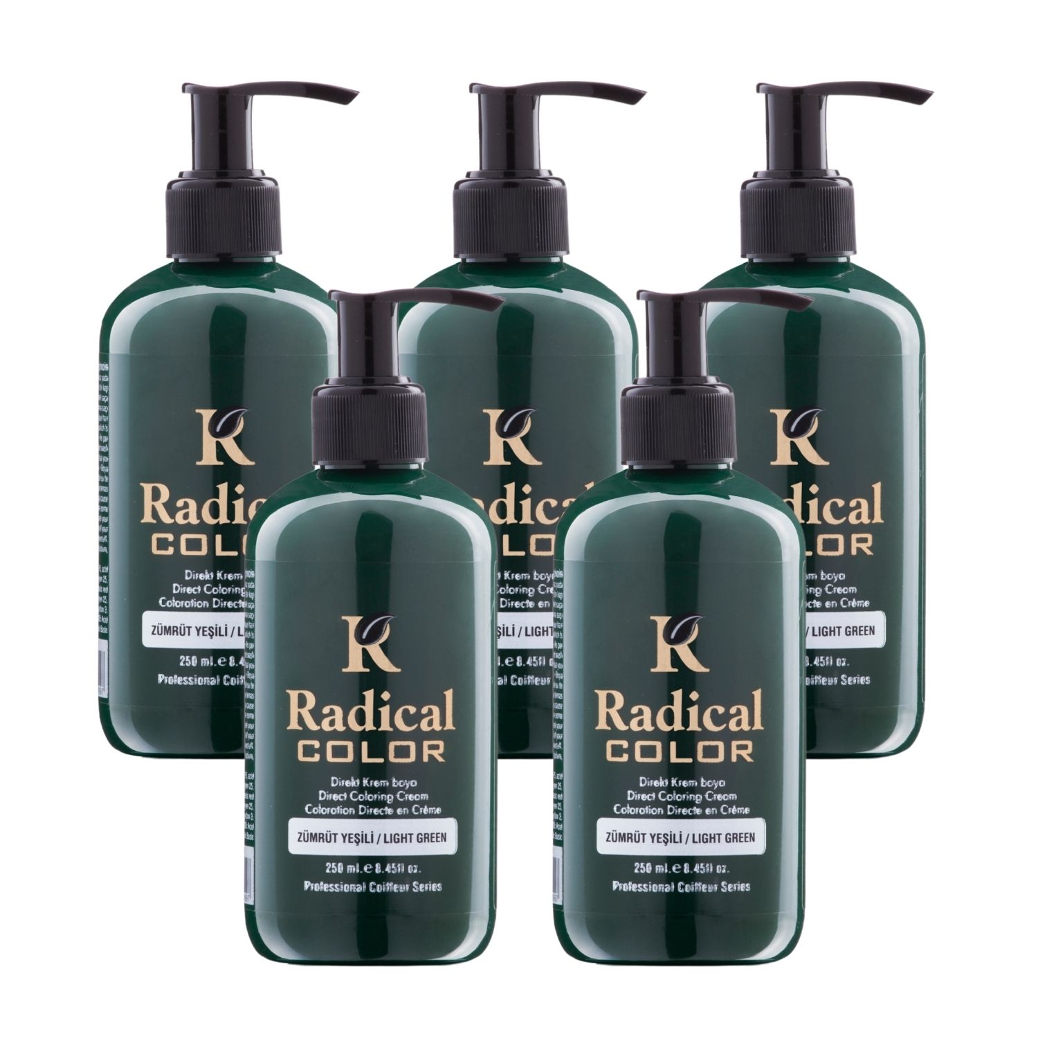 Radical Color NEW 25/Emerald Amonyaksız Su Bazlı Saç Boyası 250 ML 5 Adet Zümrüt Yeşili Radical Color NEW 25/Emerald Amonyaksız Su Bazlı Saç Boyası 250 ML 5 Adet Zümrüt Yeşili