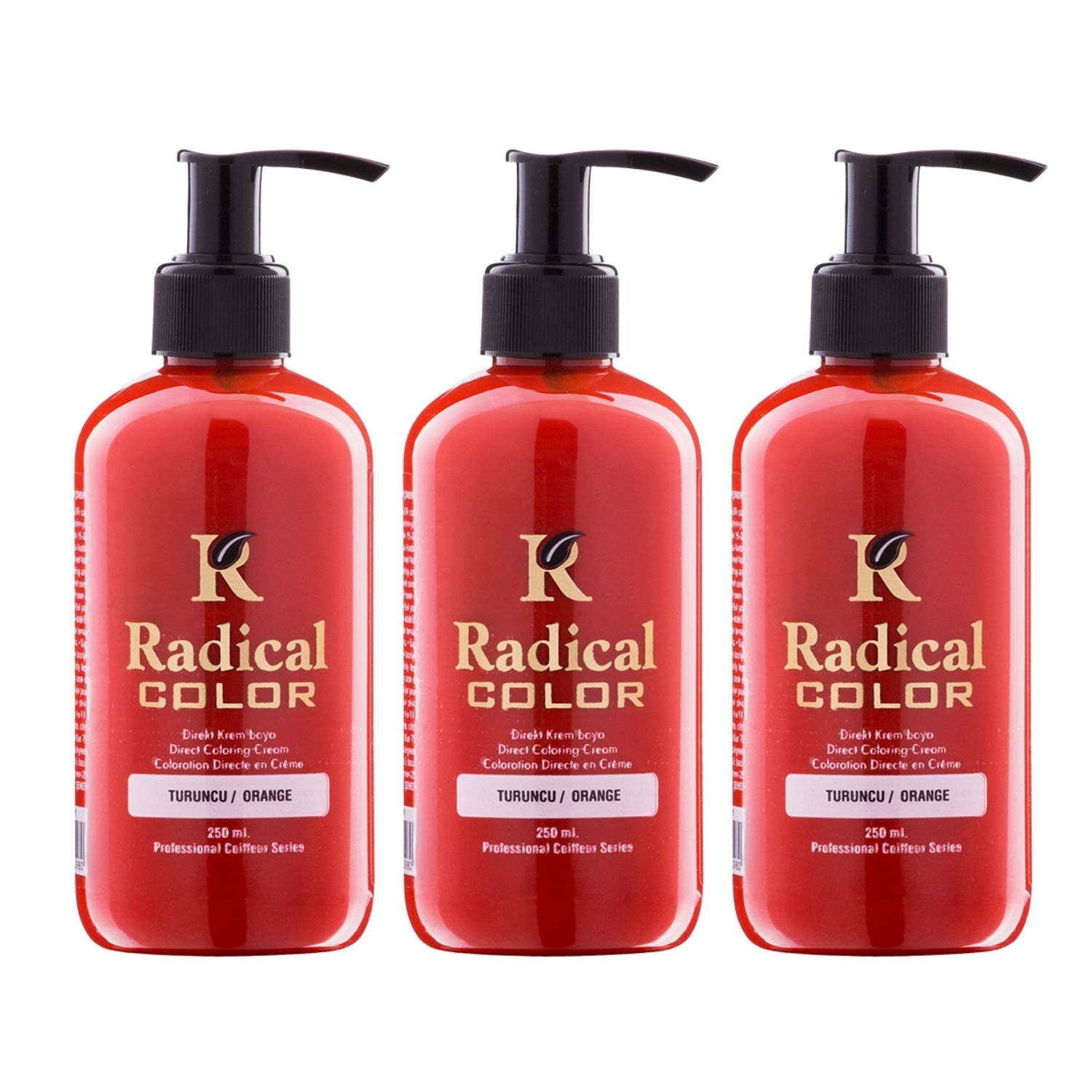 Radical Color NEW 25/Orange Amonyaksız Su Bazlı Saç Boyası 250 ML 3 Adet Turuncu