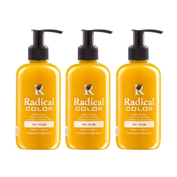 Radical Color NEW 25/Yellow Amonyaksız Su Bazlı Saç Boyası 250 ML 3 Adet Sarı