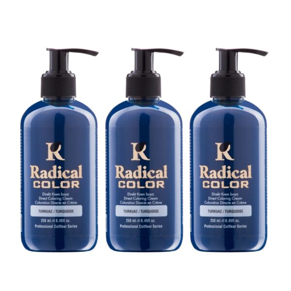 Radical Color NEW 25/Turquoise Amonyaksız Su Bazlı Saç Boyası 250 ML 3 Adet Turkuaz