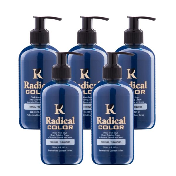 Radical Color NEW 25/Turquoise Amonyaksız Su Bazlı Saç Boyası 250 ML 5 Adet Turkuaz