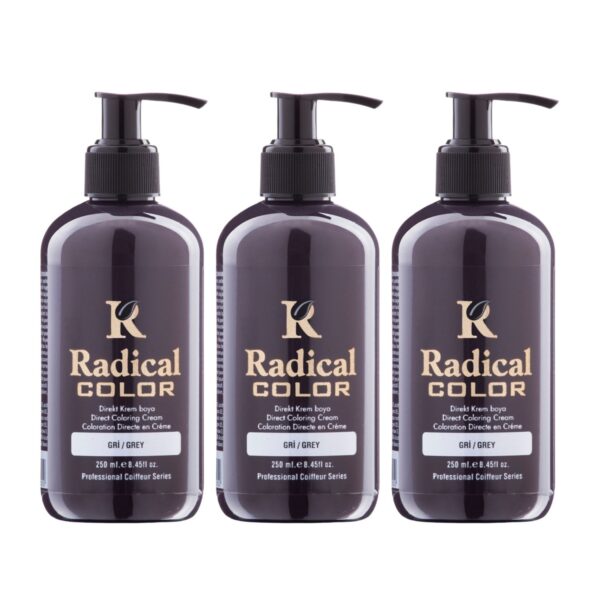 Radical Color NEW 25/Grey Amonyaksız Su Bazlı Saç Boyası 250 ML 3 Adet Gri