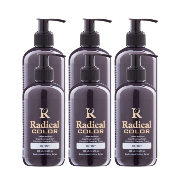Radical Color NEW 25/Grey Amonyaksız Su Bazlı Saç Boyası 250 ML 6 Adet Gri