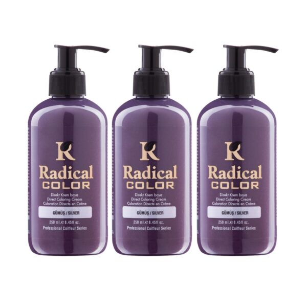 Radical Color NEW 25/Silver Amonyaksız Su Bazlı Saç Boyası 250 ML 3 Adet Gümüş