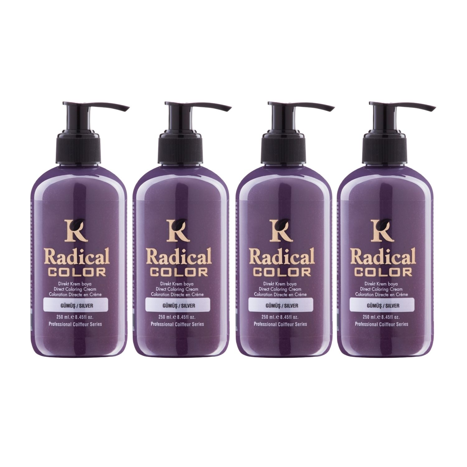 Radical Color NEW 25/Silver Amonyaksız Su Bazlı Saç Boyası 250 ML 4 Adet Gümüş Radical Color NEW 25/Silver Amonyaksız Su Bazlı Saç Boyası 250 ML 4 Adet Gümüş