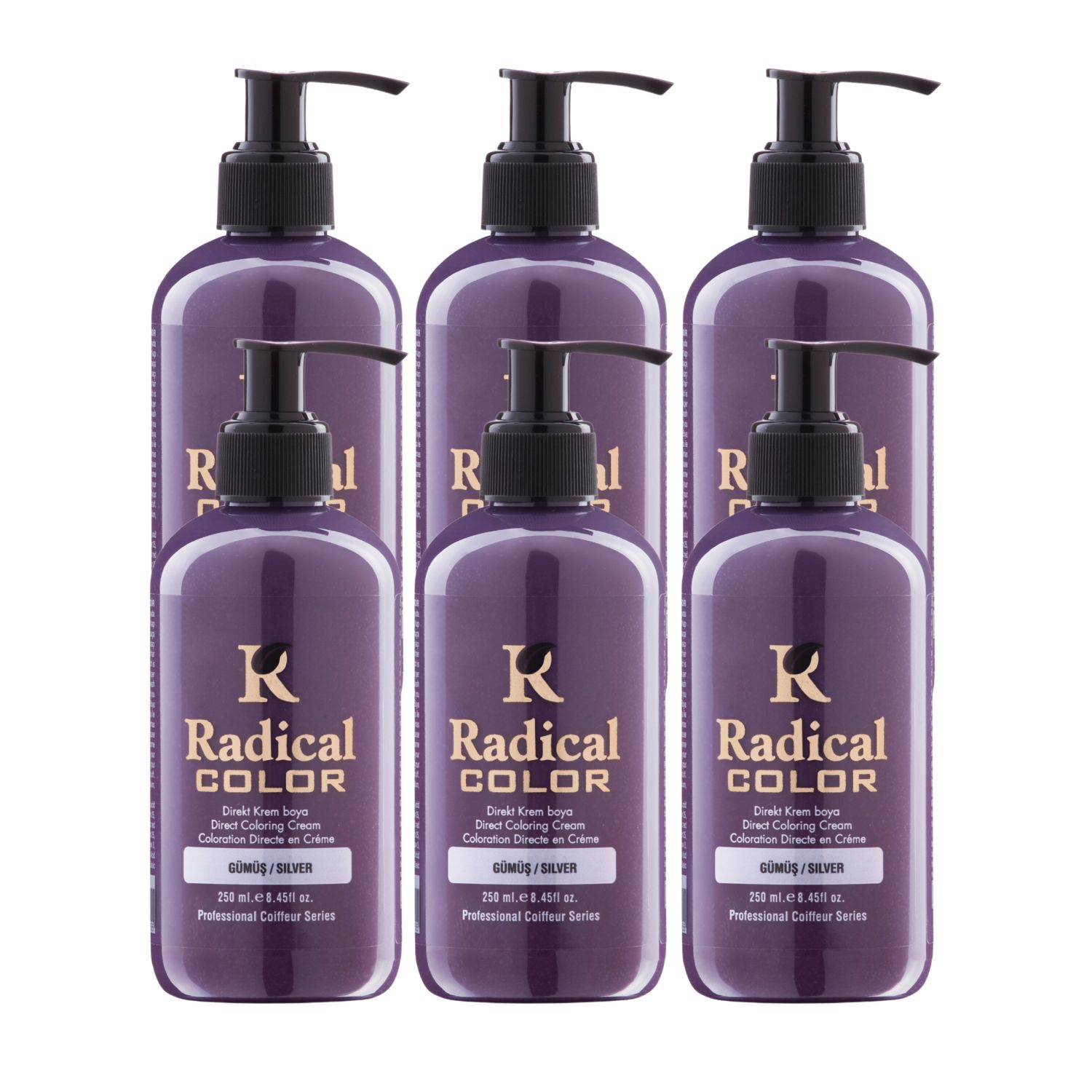 Radical Color NEW 25/Silver Amonyaksız Su Bazlı Saç Boyası 250 ML 6 Adet Gümüş Radical Color NEW 25/Silver Amonyaksız Su Bazlı Saç Boyası 250 ML 6 Adet Gümüş