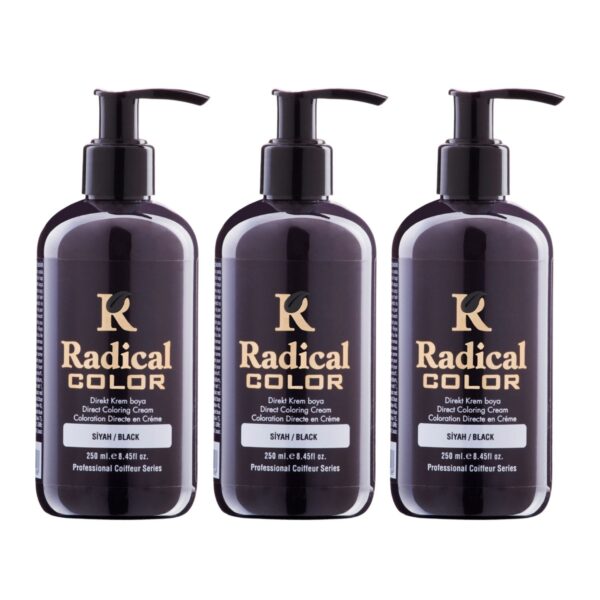 Radical Color NEW 25/Black Amonyaksız Su Bazlı Saç Boyası 250 ML 3 Adet Siyah
