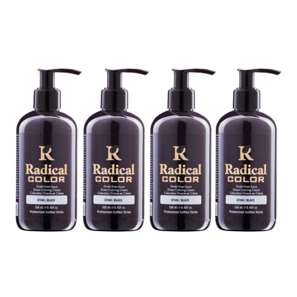Radical Color NEW 25/Black Amonyaksız Su Bazlı Saç Boyası 250 ML 4 Adet Siyah