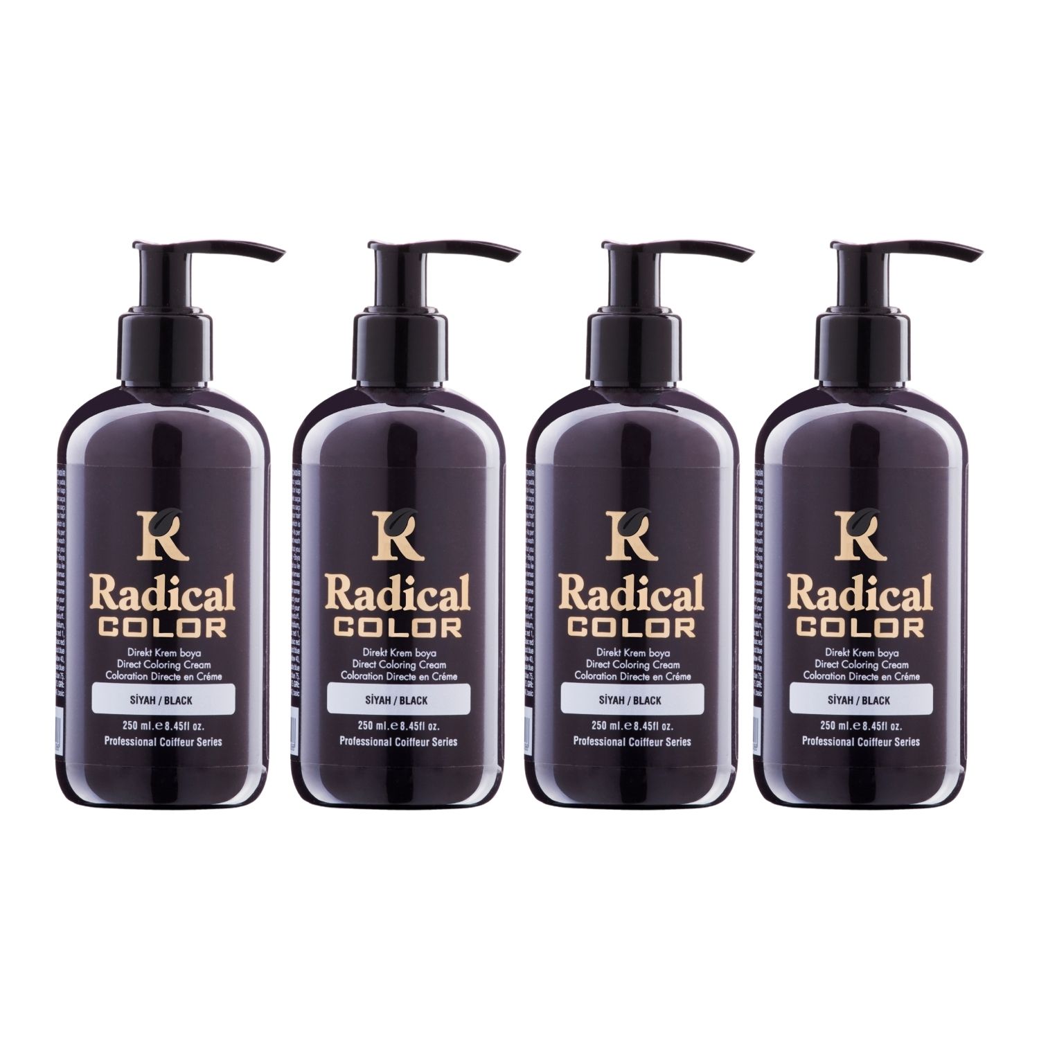 Radical Color NEW 25/Black Amonyaksız Su Bazlı Saç Boyası 250 ML 4 Adet Siyah