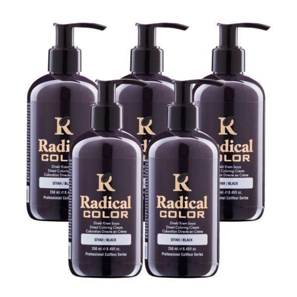 Radical Color NEW 25/Black Amonyaksız Su Bazlı Saç Boyası 250 ML 5 Adet Siyah