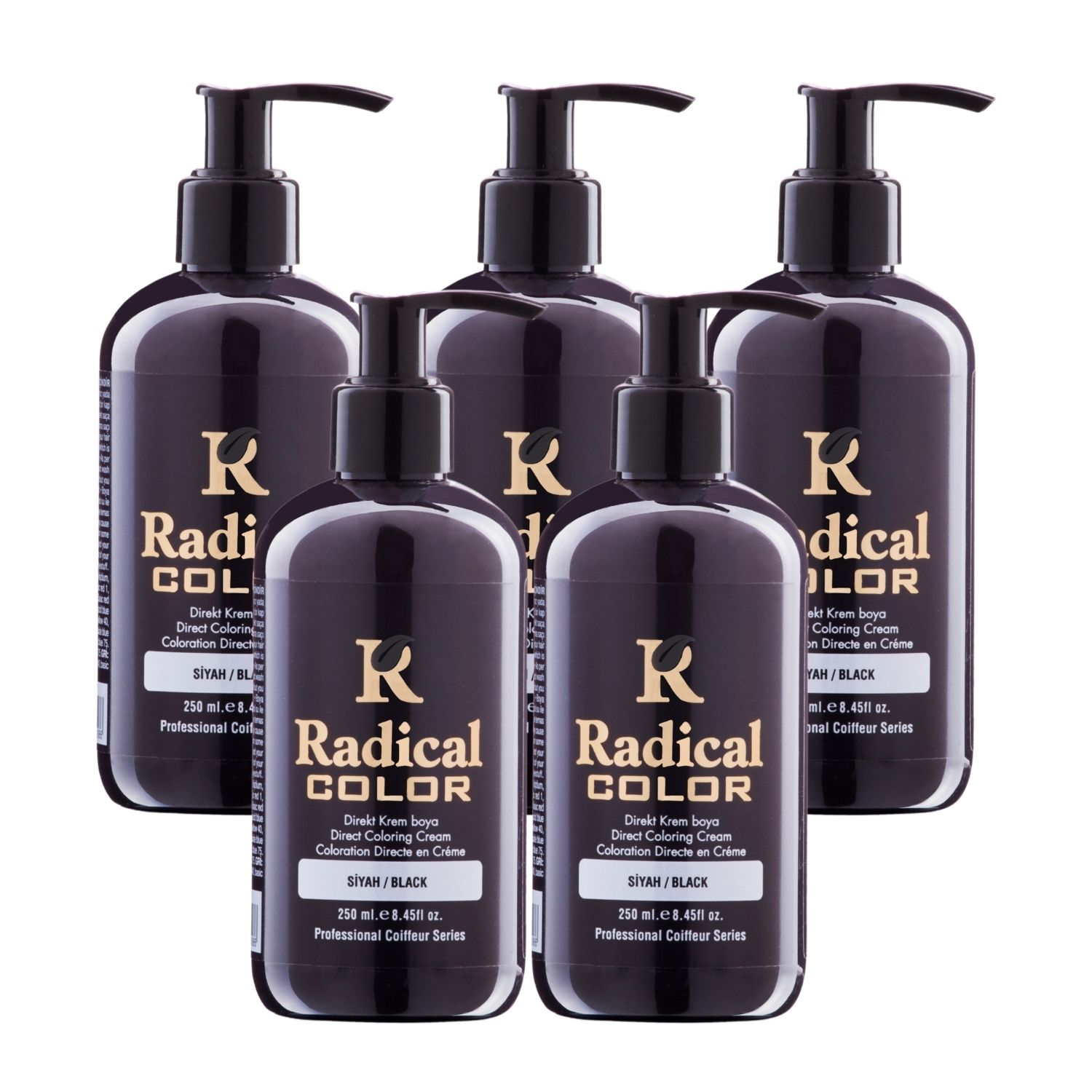 Radical Color NEW 25/Black Amonyaksız Su Bazlı Saç Boyası 250 ML 5 Adet Siyah