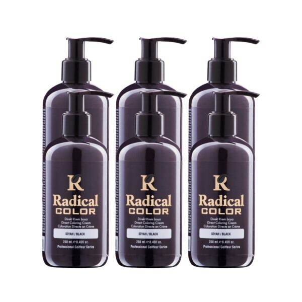 Radical Color NEW 25/Black Amonyaksız Su Bazlı Saç Boyası 250 ML 6 Adet Siyah