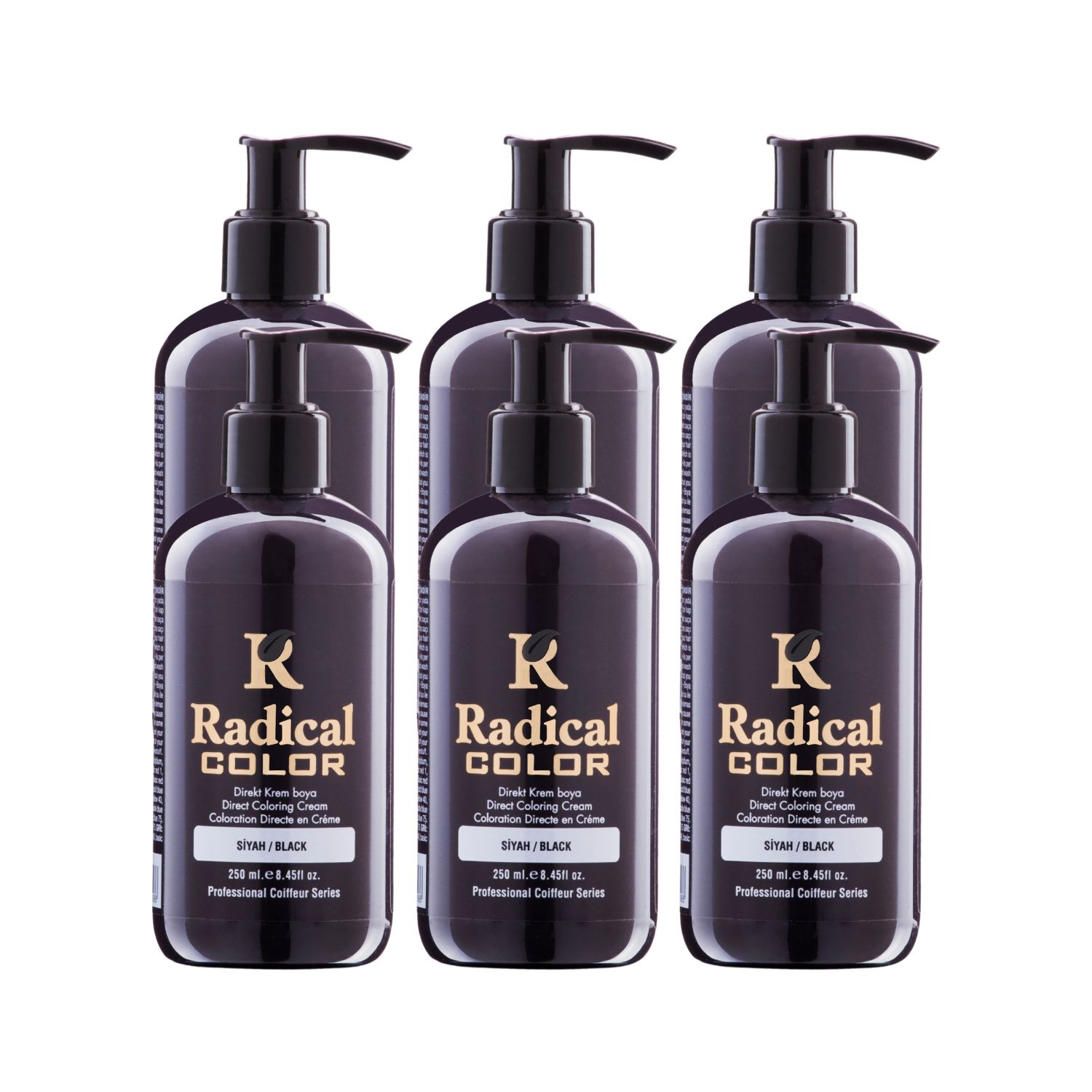 Radical Color NEW 25/Black Amonyaksız Su Bazlı Saç Boyası 250 ML 6 Adet Siyah