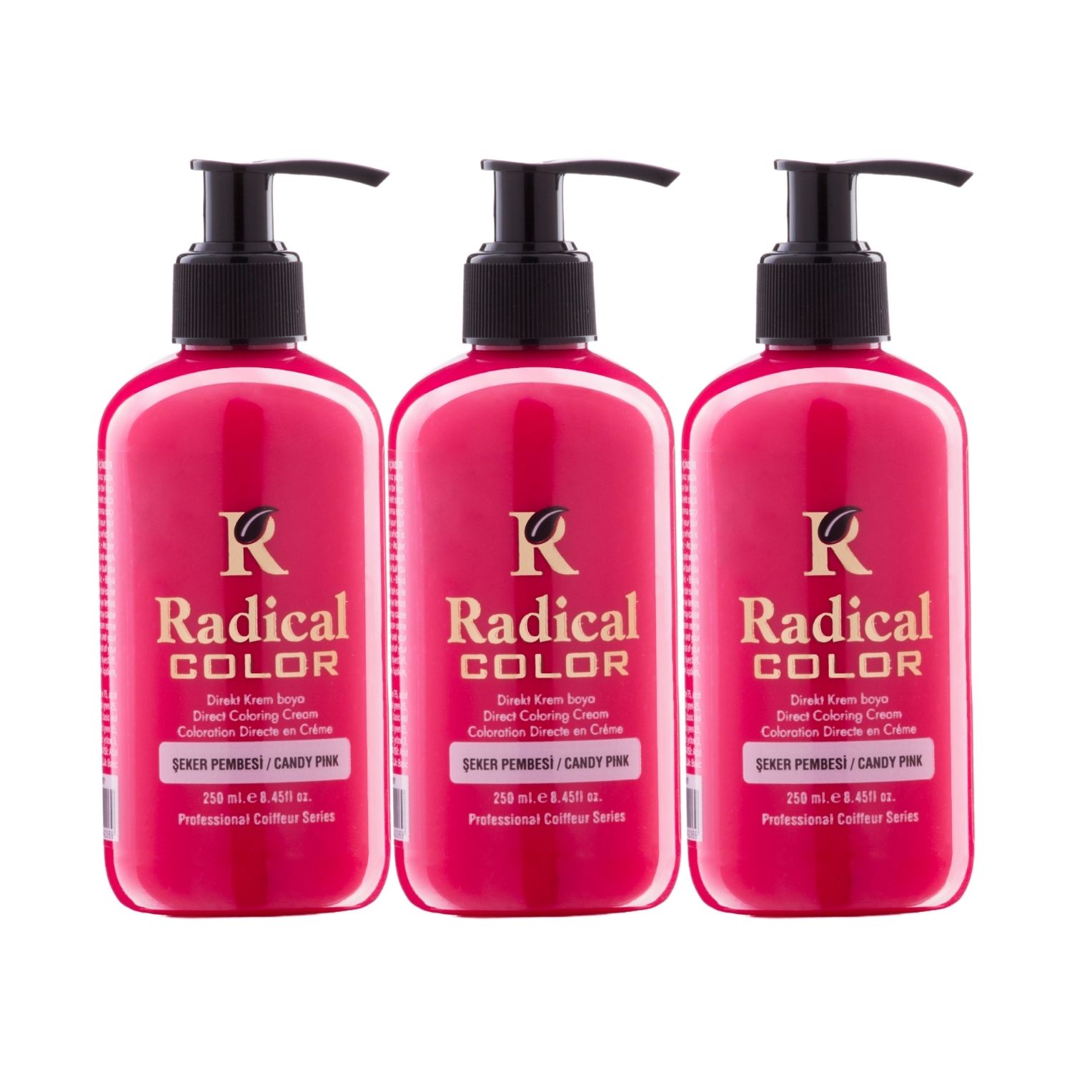 Radical Color NEW 25/Candypink Amonyaksız Su Bazlı Saç Boyası 250 ML 3 Adet Şeker Pembesi