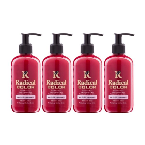 Radical Color NEW 25/Pomegranate Amonyaksız Su Bazlı Saç Boyası 250 ML 4 Adet Nar Çiçeği