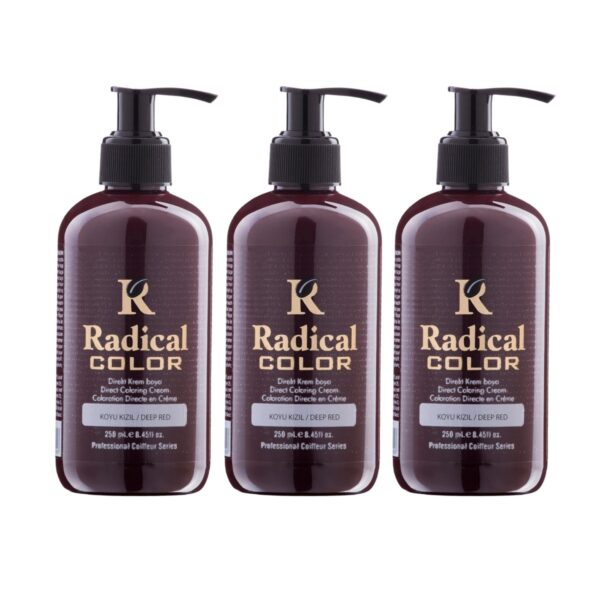 Radical Color NEW 25/Deepred Amonyaksız Su Bazlı Saç Boyası 250 ML 3 Adet Koyu Kızıl