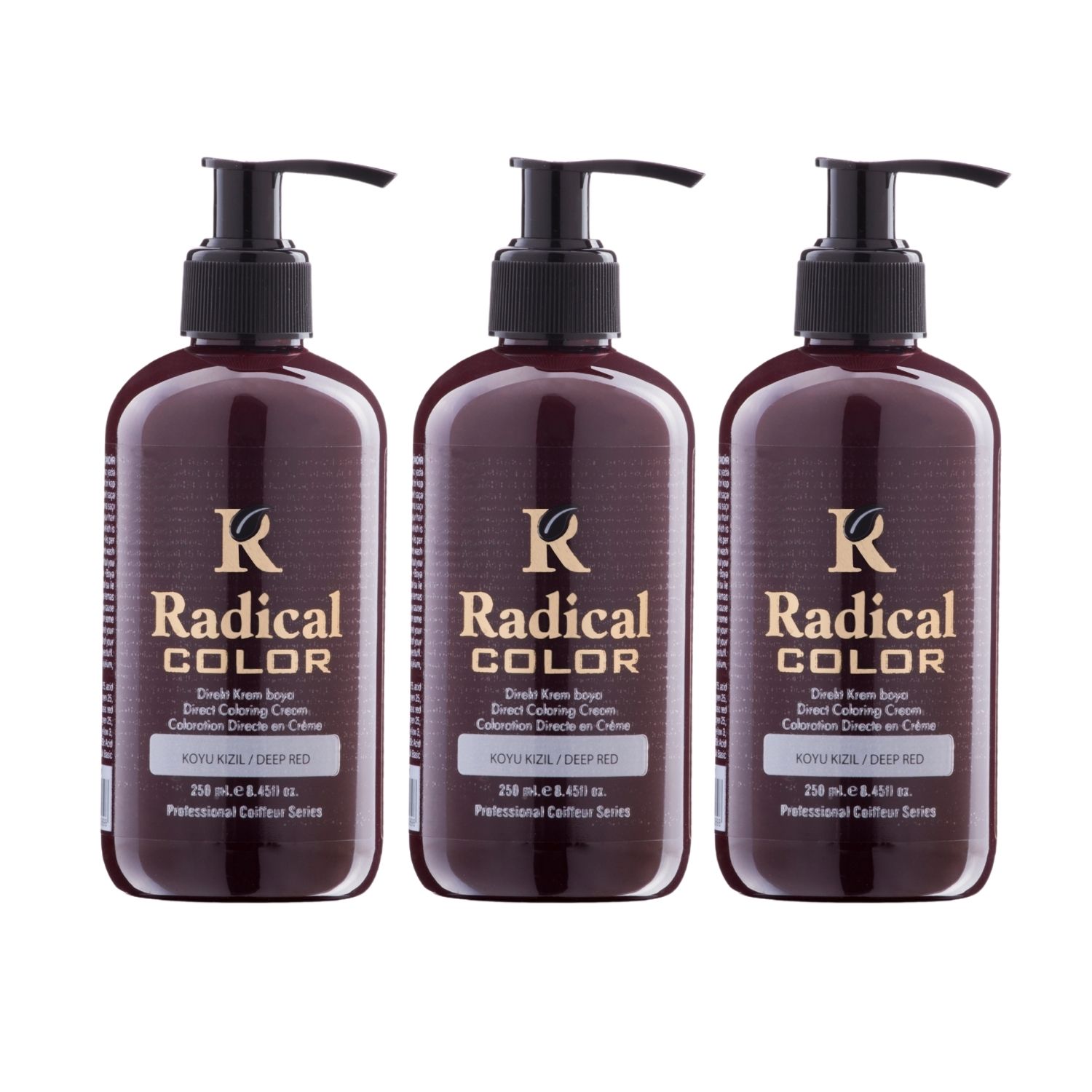 Radical Color NEW 25/Deepred Amonyaksız Su Bazlı Saç Boyası 250 ML 3 Adet Koyu Kızıl