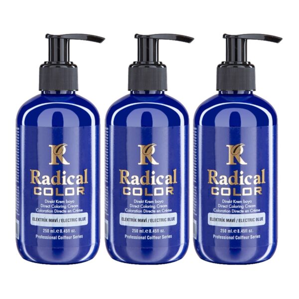 Radical Color NEW 25/Electricblue Amonyaksız Su Bazlı Saç Boyası 250 ML 3 Adet Elektrik Mavi