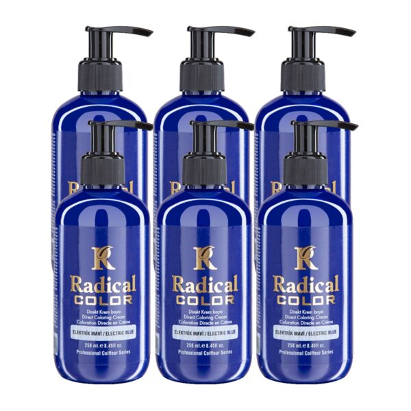 Radical Color NEW 25/Electricblue Amonyaksız Su Bazlı Saç Boyası 250 ML 6 Adet Elektrik Mavi
