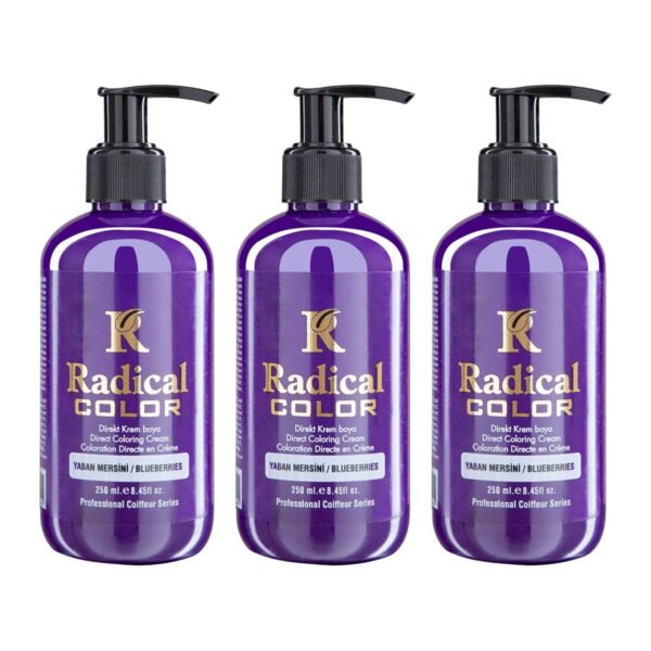 Radical Color NEW 25/Blueberry Amonyaksız Su Bazlı Saç Boyası 250 ML 3 Adet Yaban Mersini