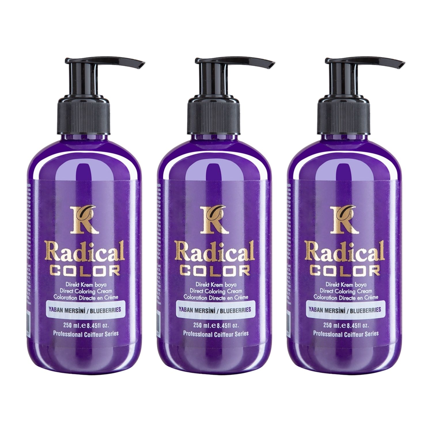 Radical Color NEW 25/Blueberry Amonyaksız Su Bazlı Saç Boyası 250 ML 3 Adet Yaban Mersini Radical Color NEW 25/Blueberry Amonyaksız Su Bazlı Saç Boyası 250 ML 3 Adet Yaban Mersini