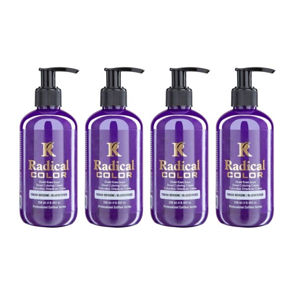 Radical Color NEW 25/Blueberry Amonyaksız Su Bazlı Saç Boyası 250 ML 4 Adet Yaban Mersini