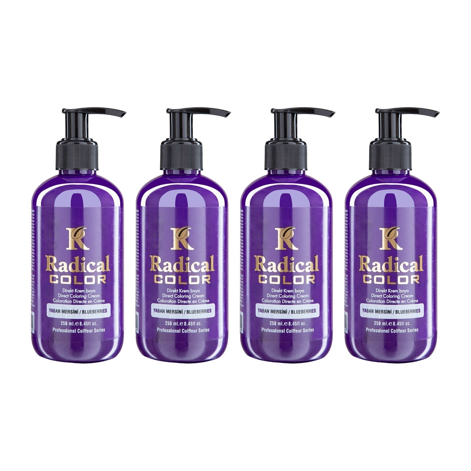 Radical Color NEW 25/Blueberry Amonyaksız Su Bazlı Saç Boyası 250 ML 4 Adet Yaban Mersini