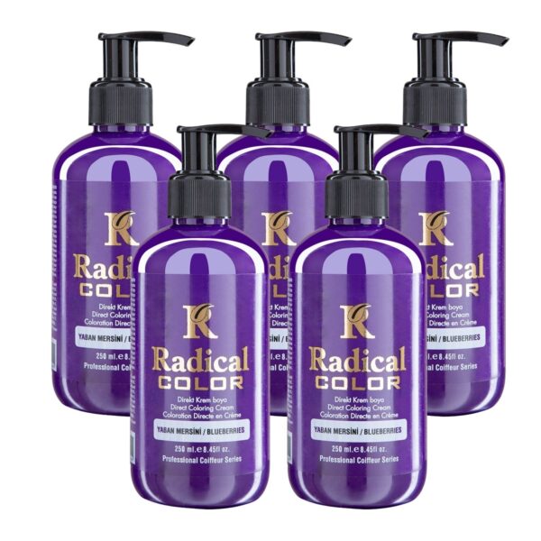 Radical Color NEW 25/Blueberry Amonyaksız Su Bazlı Saç Boyası 250 ML 5 Adet Yaban Mersini