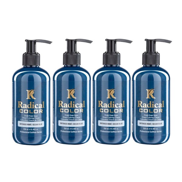 Radical Color NEW 25/Oceanblue Amonyaksız Su Bazlı Saç Boyası 250 ML 4 Adet Okyanus Mavi
