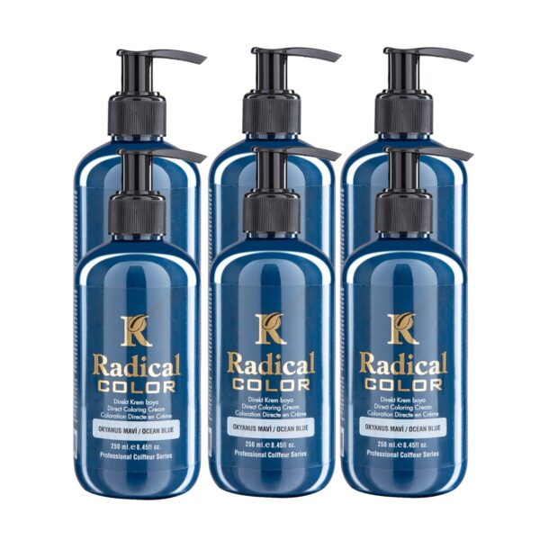 Radical Color NEW 25/Oceanblue Amonyaksız Su Bazlı Saç Boyası 250 ML 6 Adet Okyanus Mavi