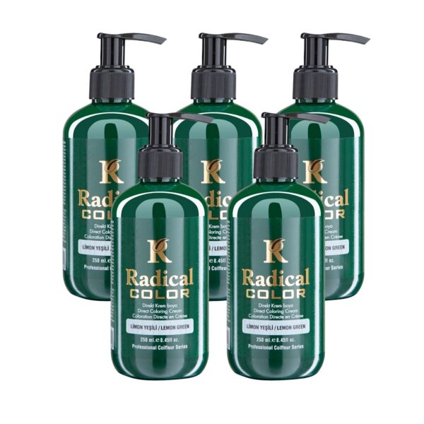 Radical Color NEW 25/Limegreen Amonyaksız Su Bazlı Saç Boyası 250 ML 5 Adet Limon Yeşili