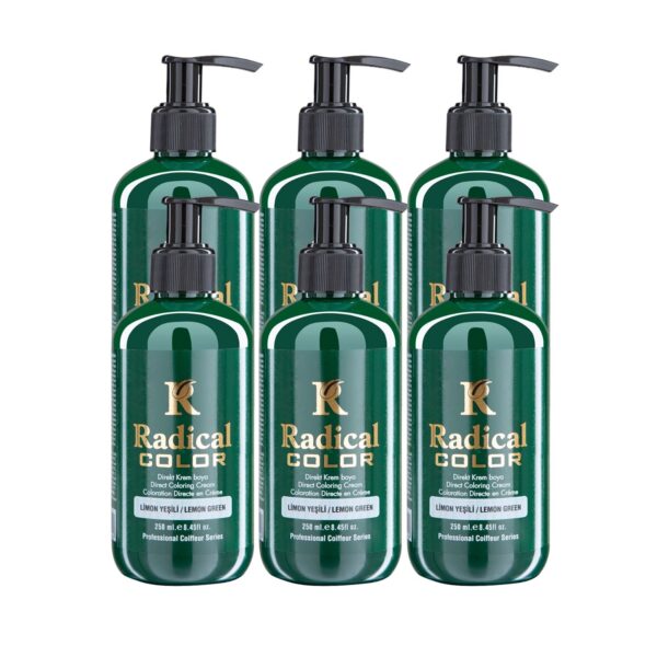 Radical Color NEW 25/Limegreen Amonyaksız Su Bazlı Saç Boyası 250 ML 6 Adet Limon Yeşili