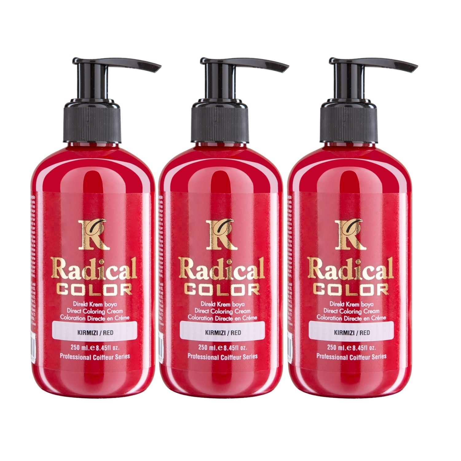 Radical Color NEW 25/Red Amonyaksız Su Bazlı Saç Boyası 250 ML 3 Adet Kırmızı