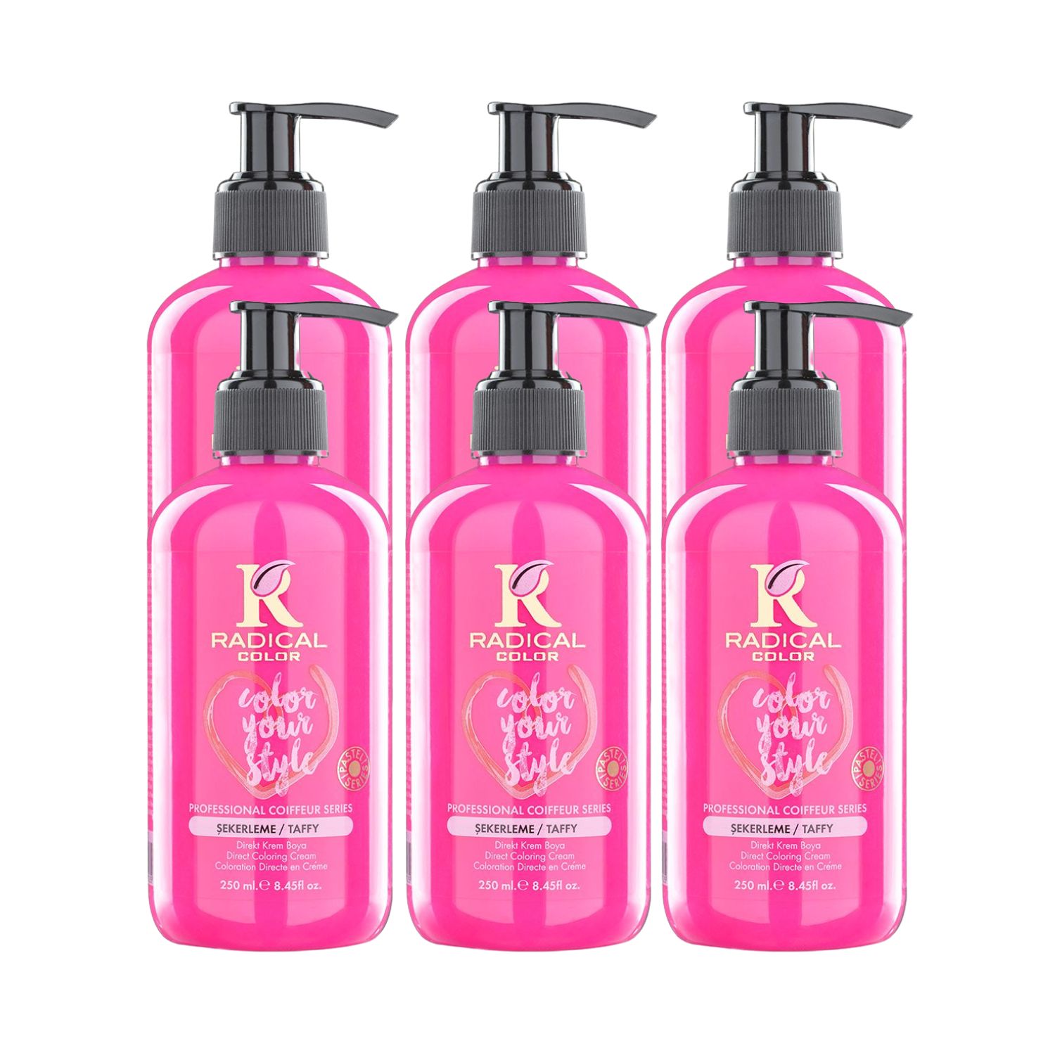 Radical Color NEW 25/Taffy Amonyaksız Su Bazlı Saç Boyası 250 ML 6 Adet Şekerleme