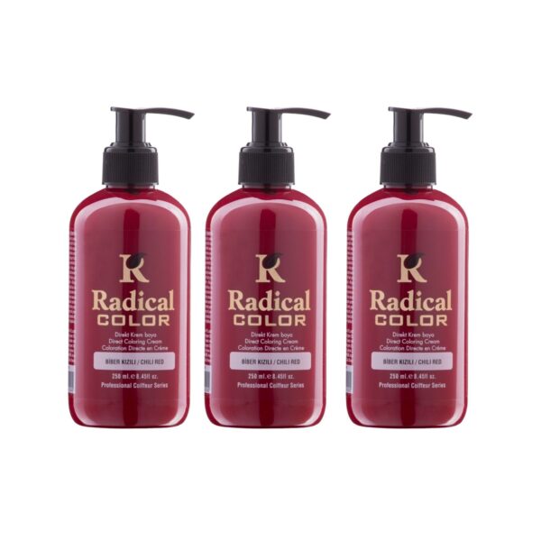 Radical Color NEW 25/Chilired Amonyaksız Su Bazlı Saç Boyası 250 ML 3 Adet Biber Kızılı