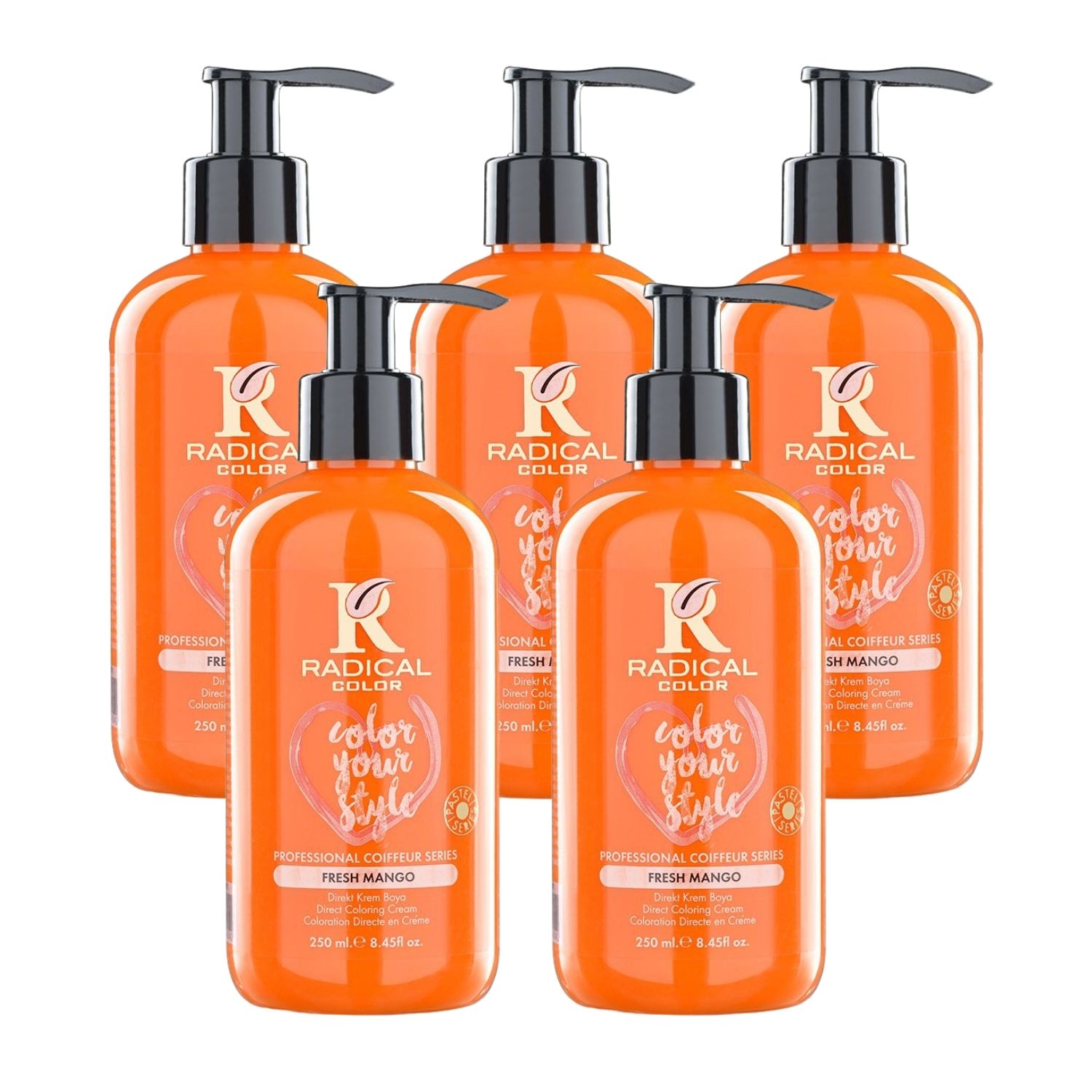 Radical Color NEW 25/Freshmango Amonyaksız Su Bazlı Saç Boyası 250 ML 5 Adet Mango
