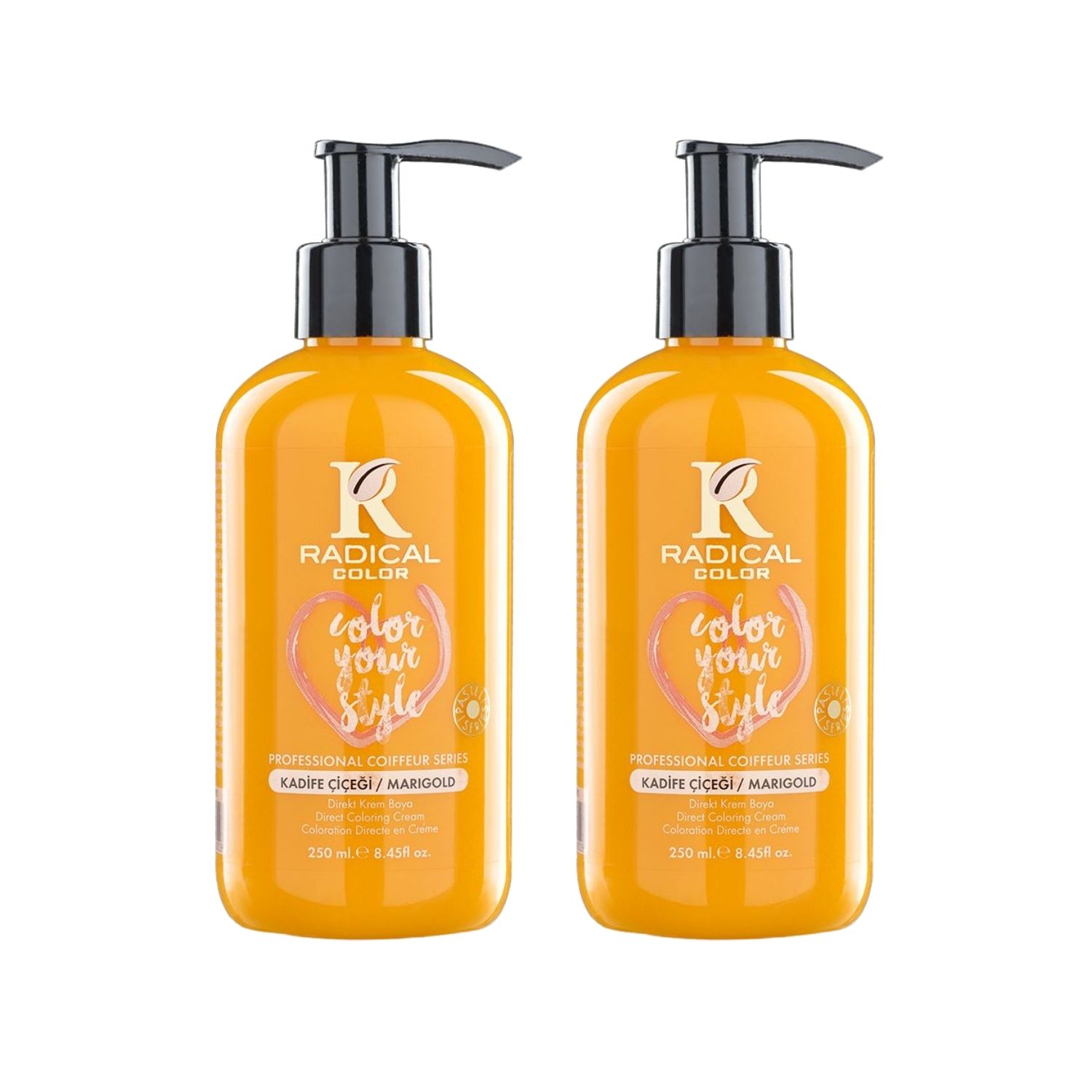 Radical Color NEW 25/Marigold Amonyaksız Su Bazlı Saç Boyası 250 ML 2 Adet Kadife Çiçeği Radical Color NEW 25/Marigold Amonyaksız Su Bazlı Saç Boyası 250 ML 2 Adet Kadife Çiçeği