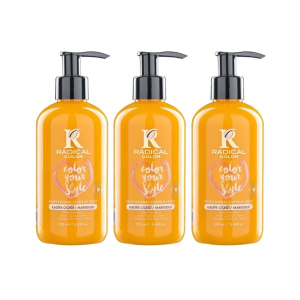Radical Color NEW 25/Marigold Amonyaksız Su Bazlı Saç Boyası 250 ML 3 Adet Kadife Çiçeği