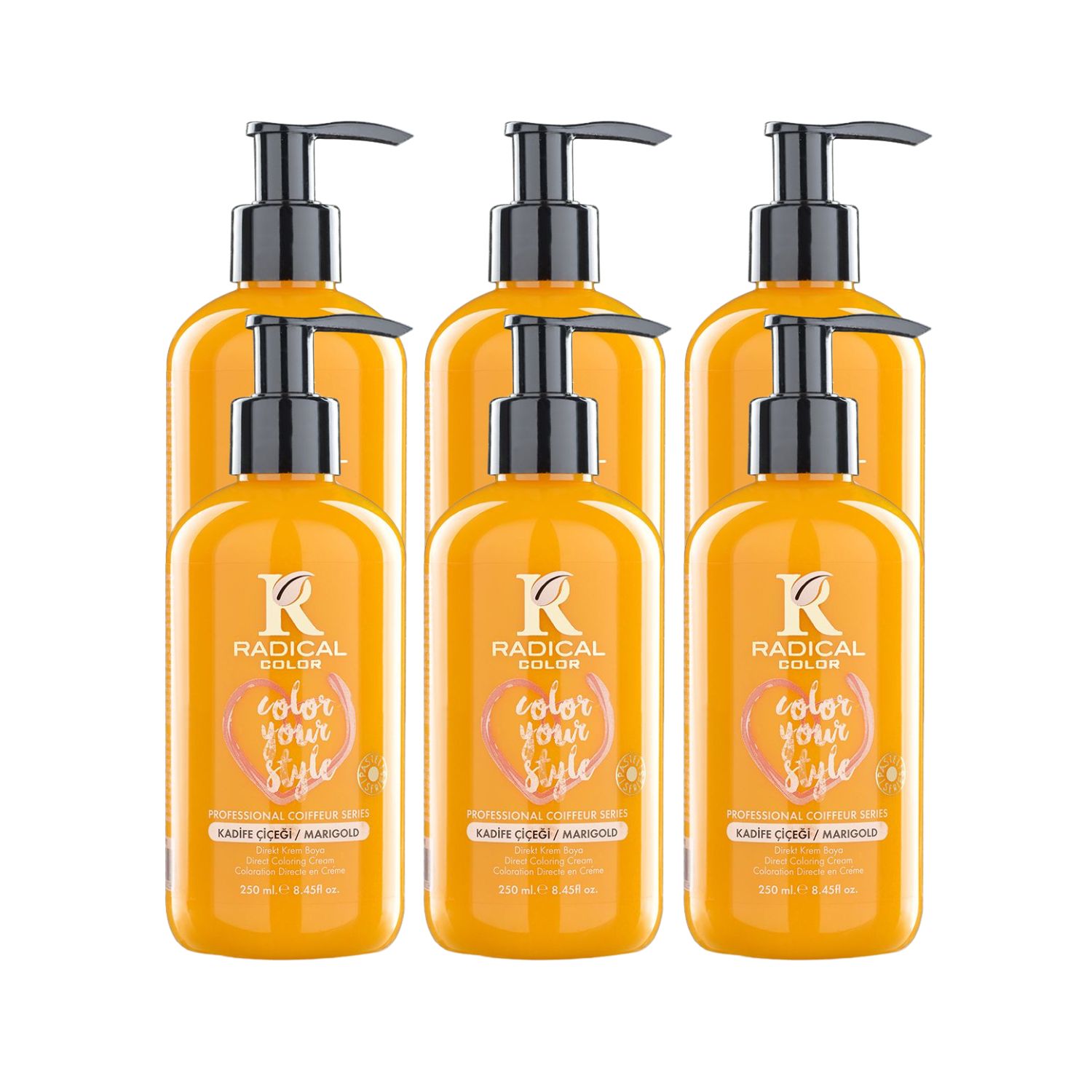 Radical Color NEW 25/Marigold Amonyaksız Su Bazlı Saç Boyası 250 ML 6 Adet Kadife Çiçeği