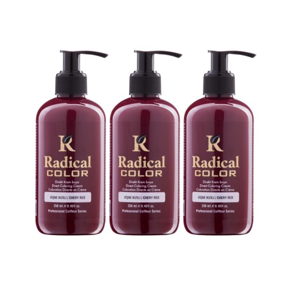 Radical Color NEW 25/Cheryred Amonyaksız Su Bazlı Saç Boyası 250 ML 3 Adet Vişne Kızılı