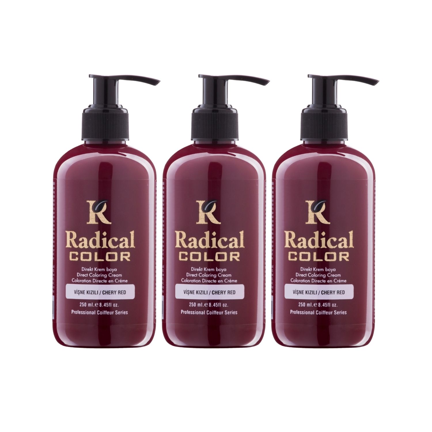 Radical Color NEW 25/Cheryred Amonyaksız Su Bazlı Saç Boyası 250 ML 3 Adet Vişne Kızılı Radical Color NEW 25/Cheryred Amonyaksız Su Bazlı Saç Boyası 250 ML 3 Adet Vişne Kızılı