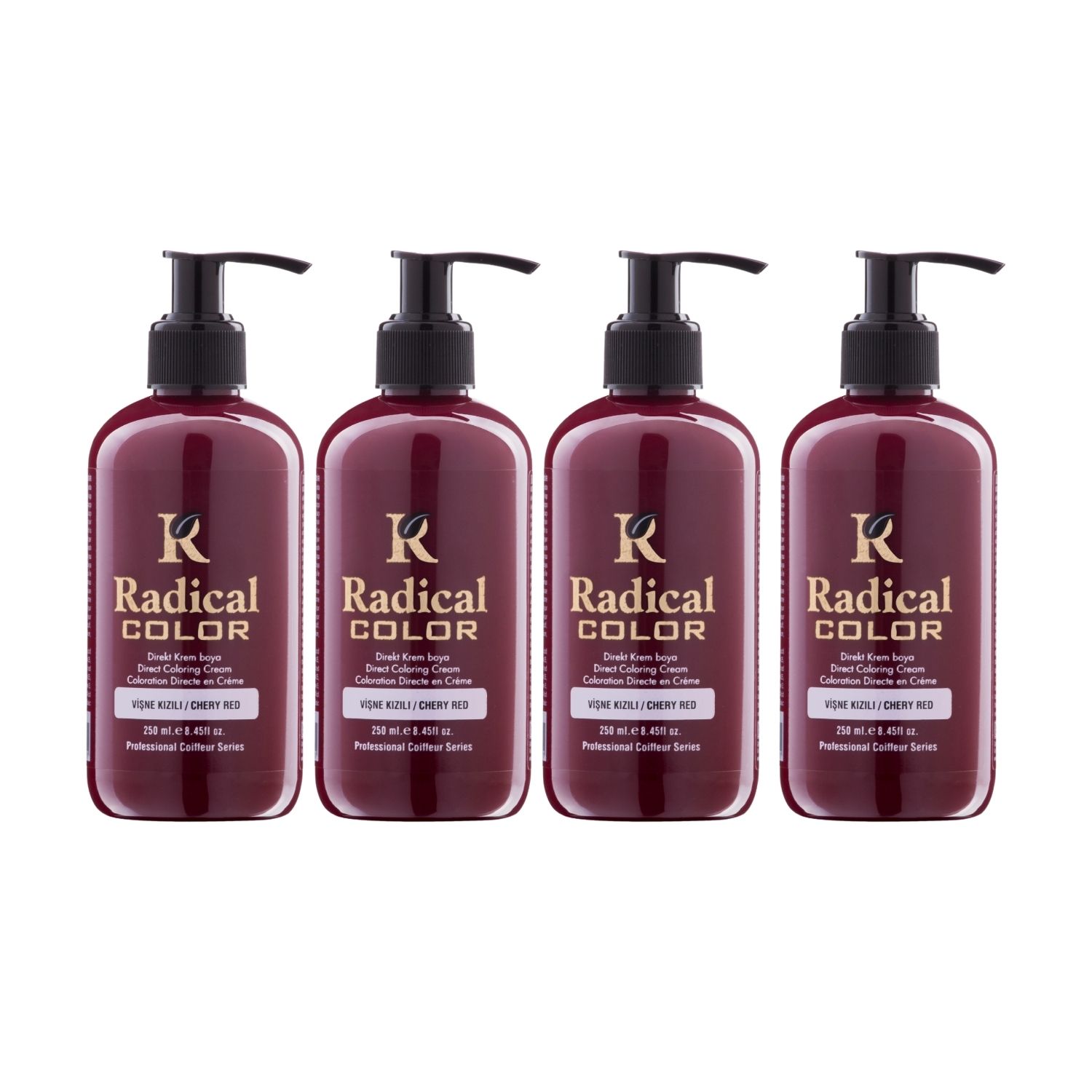 Radical Color NEW 25/Cheryred Amonyaksız Su Bazlı Saç Boyası 250 ML 4 Adet Vişne Kızılı