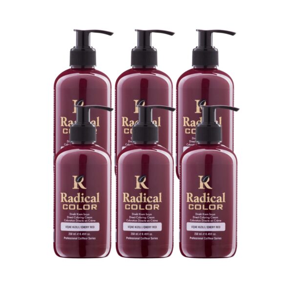 Radical Color NEW 25/Cheryred Amonyaksız Su Bazlı Saç Boyası 250 ML 6 Adet Vişne Kızılı