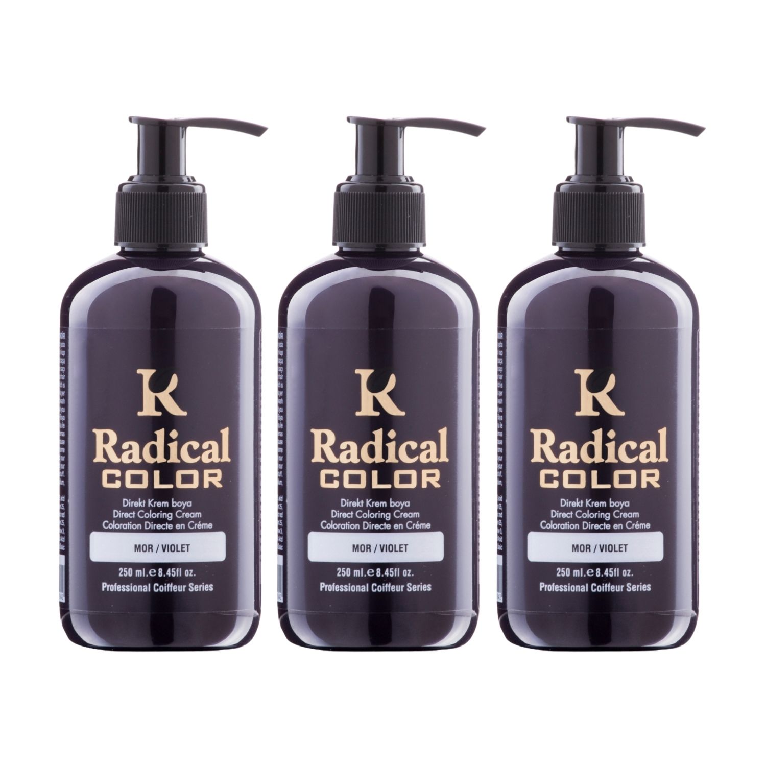 Radical Color NEW 25/Violet Amonyaksız Su Bazlı Saç Boyası 250 ML 3 Adet Mor