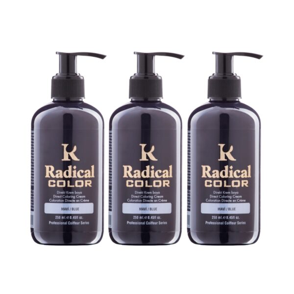 Radical Color NEW 25/Blue Amonyaksız Su Bazlı Saç Boyası 250 ML 3 Adet Mavi