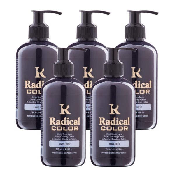 Radical Color NEW 25/Blue Amonyaksız Su Bazlı Saç Boyası 250 ML 5 Adet Mavi