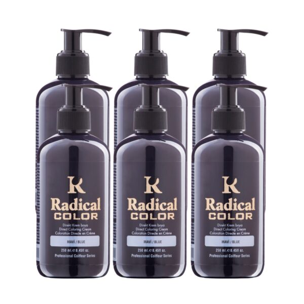 Radical Color NEW 25/Blue Amonyaksız Su Bazlı Saç Boyası 250 ML 6 Adet Mavi