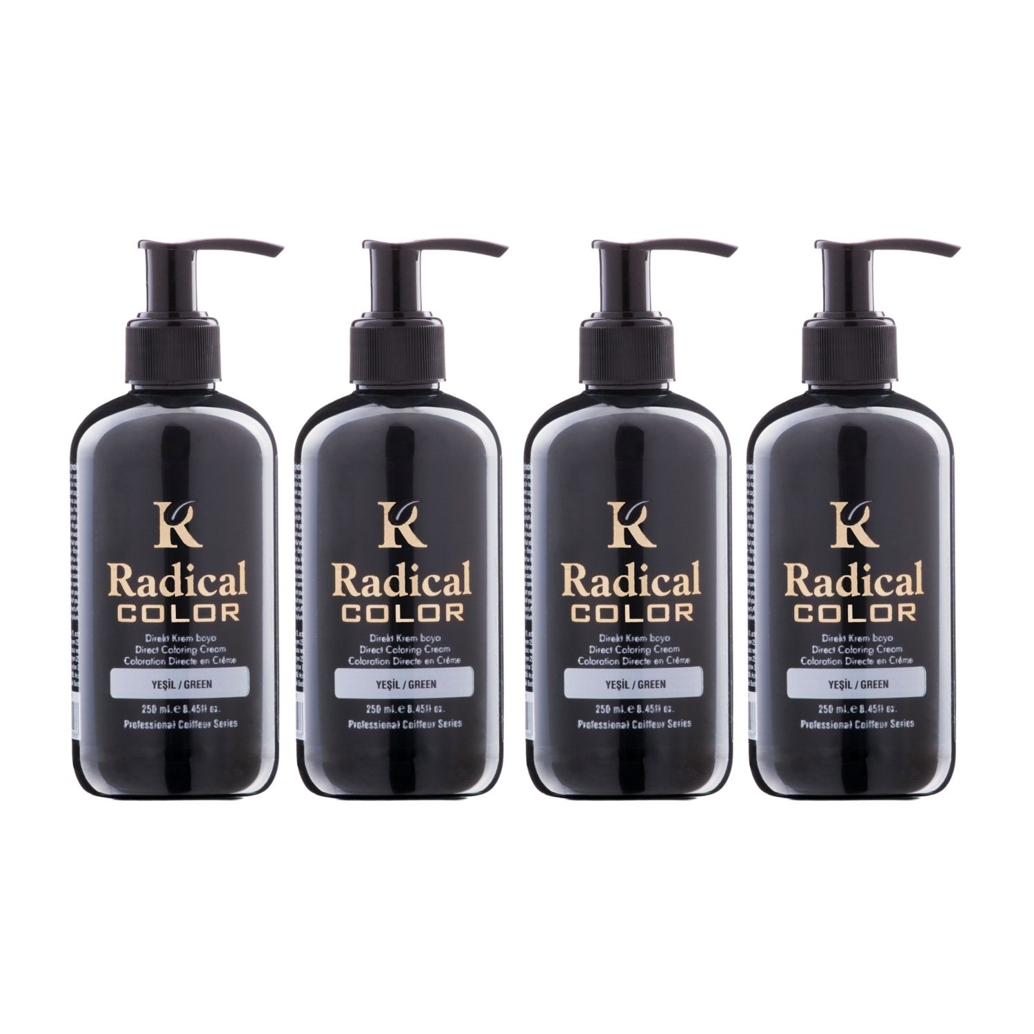 Radical Color NEW 25/Green Amonyaksız Su Bazlı Saç Boyası 250 ML 4 Adet Yeşil