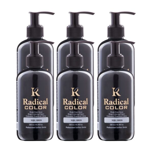 Radical Color NEW 25/Green Amonyaksız Su Bazlı Saç Boyası 250 ML 6 Adet Yeşil